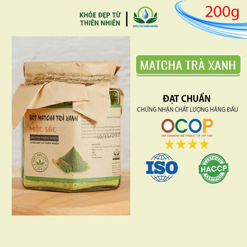 Bột matcha trà xanh nguyên chất giảm cân, làm đẹp da lọ thủy tinh 200g