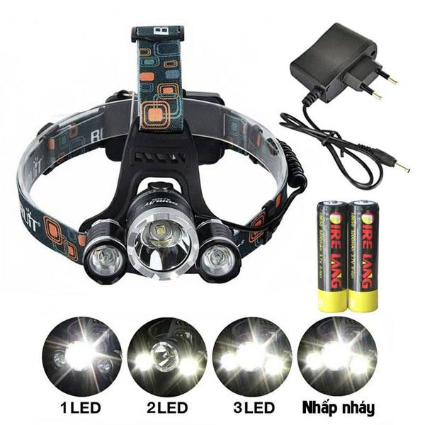 Siêu đèn bin đội đầu 3 bóng tán xạ tốt hàng cao cấp chất lượng, siêu bền