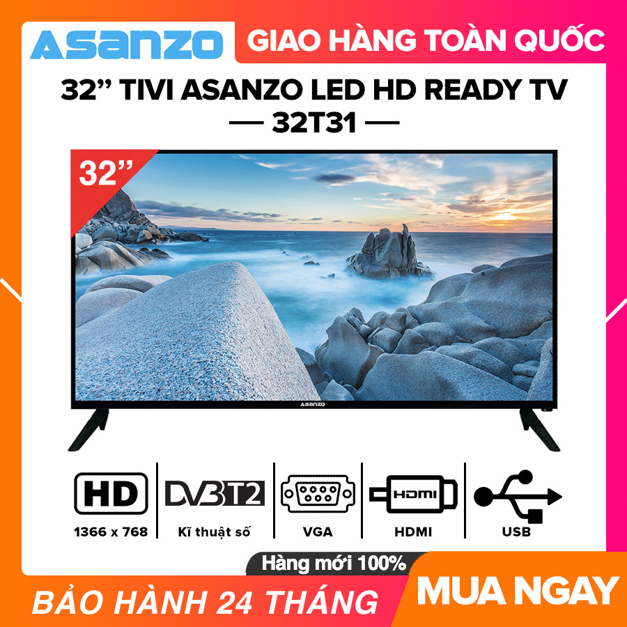 ❀ tivi led asanzo 32 inch hd - model 32t31 / 32at120 av hdmi vga dvb-t2 dvb-c âm thanh infinite tivi giá rẻ - bảo hành 2 năm