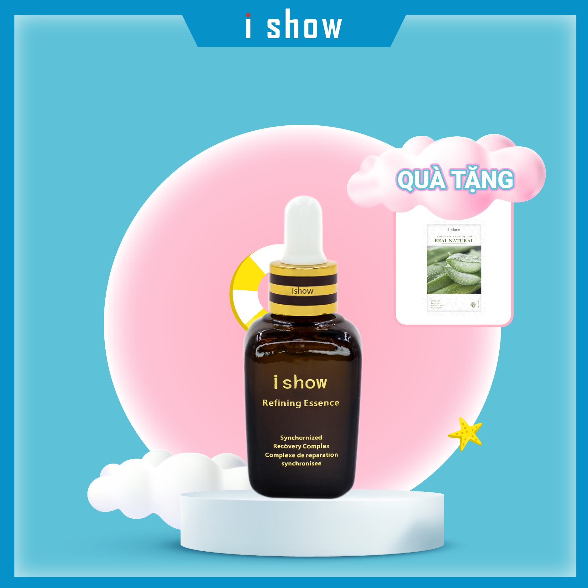 Serum dưỡng trắng da mặt cung cấp dưỡng chất cho da trắng sáng mịn màng - Tặng Mặt nạ nha đam