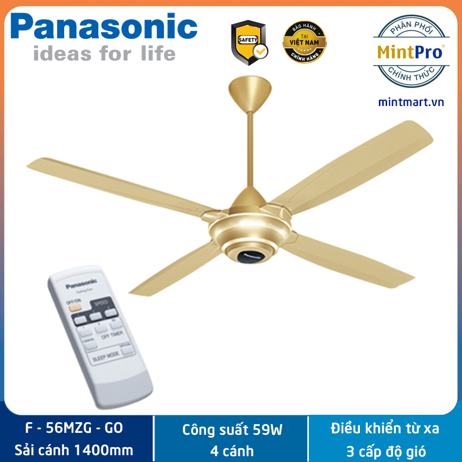 Quạt trần có remote panasonic f-56mzg-go 59w