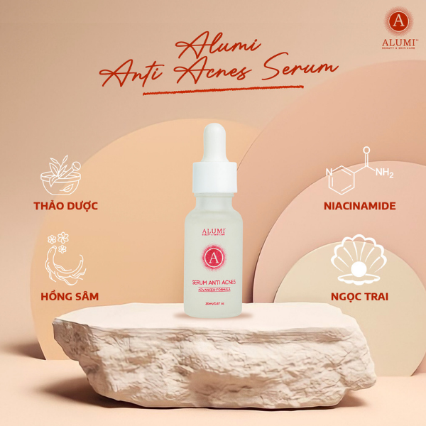 Serum trị mụn Alumi, serum trị thâm mụn, tinh chất cao Hồng Sâm gom cồi mụn ẩn phục hồi tổn thương cho da nhạy cảm 20ml