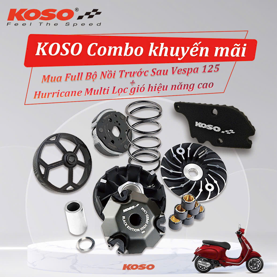💢Giá Tốt cho Full bộ nồi Vespa125~Tặng Lọc gió (Chính hãng KOSO)