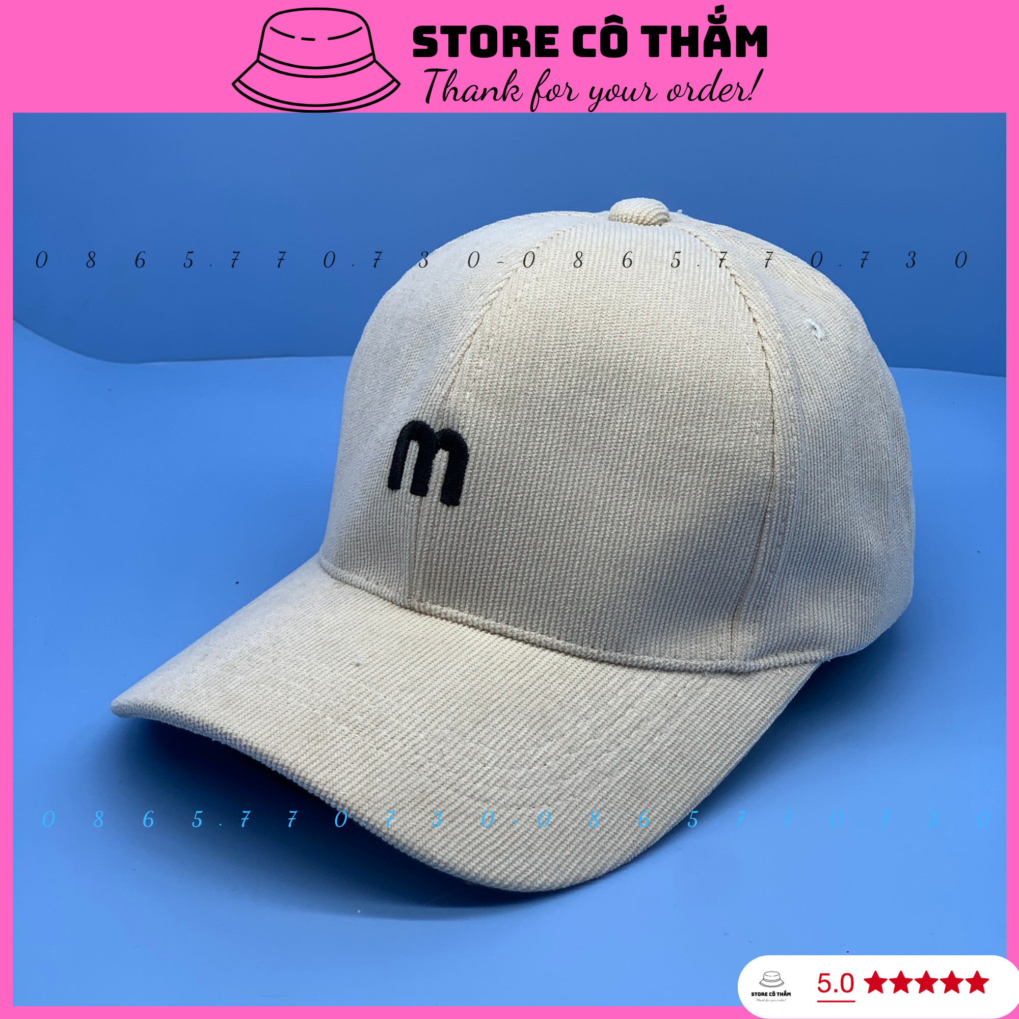 Nón kết nhung gân chữ m chất nhung gân siêu đẹp thời trang nam nữ