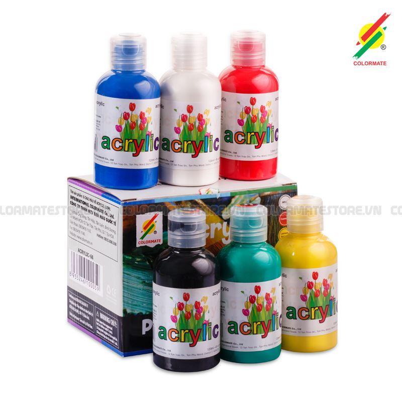 Bộ 6 chai màu vẽ ACRYLIC 120ml