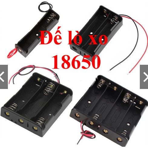 Đế pin 18650 , khay pin 18650 lò xo 1 cell có dây