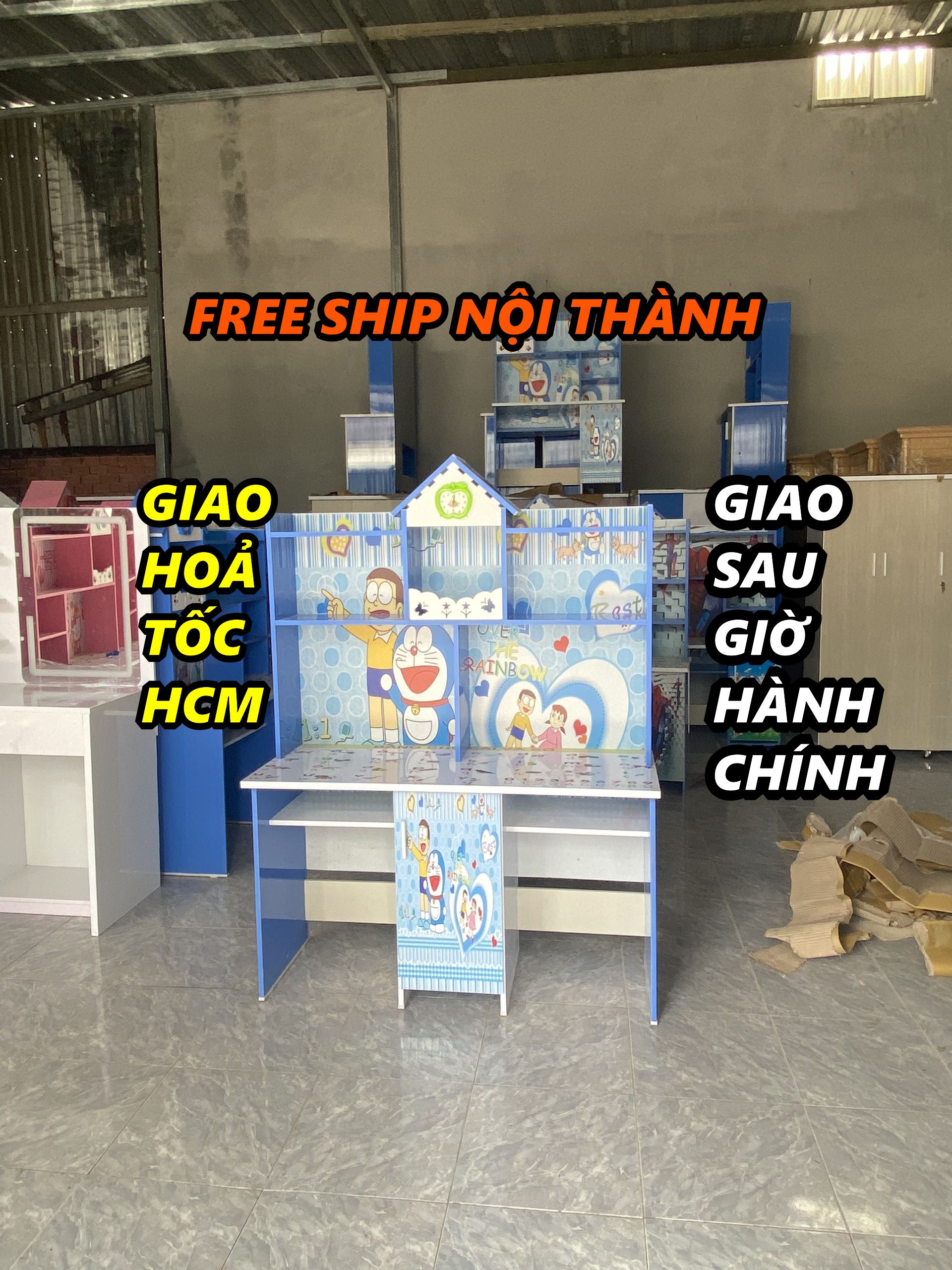 Bàn học sinh nhựa đôi cho bé trai Doremon giá tốt HCM