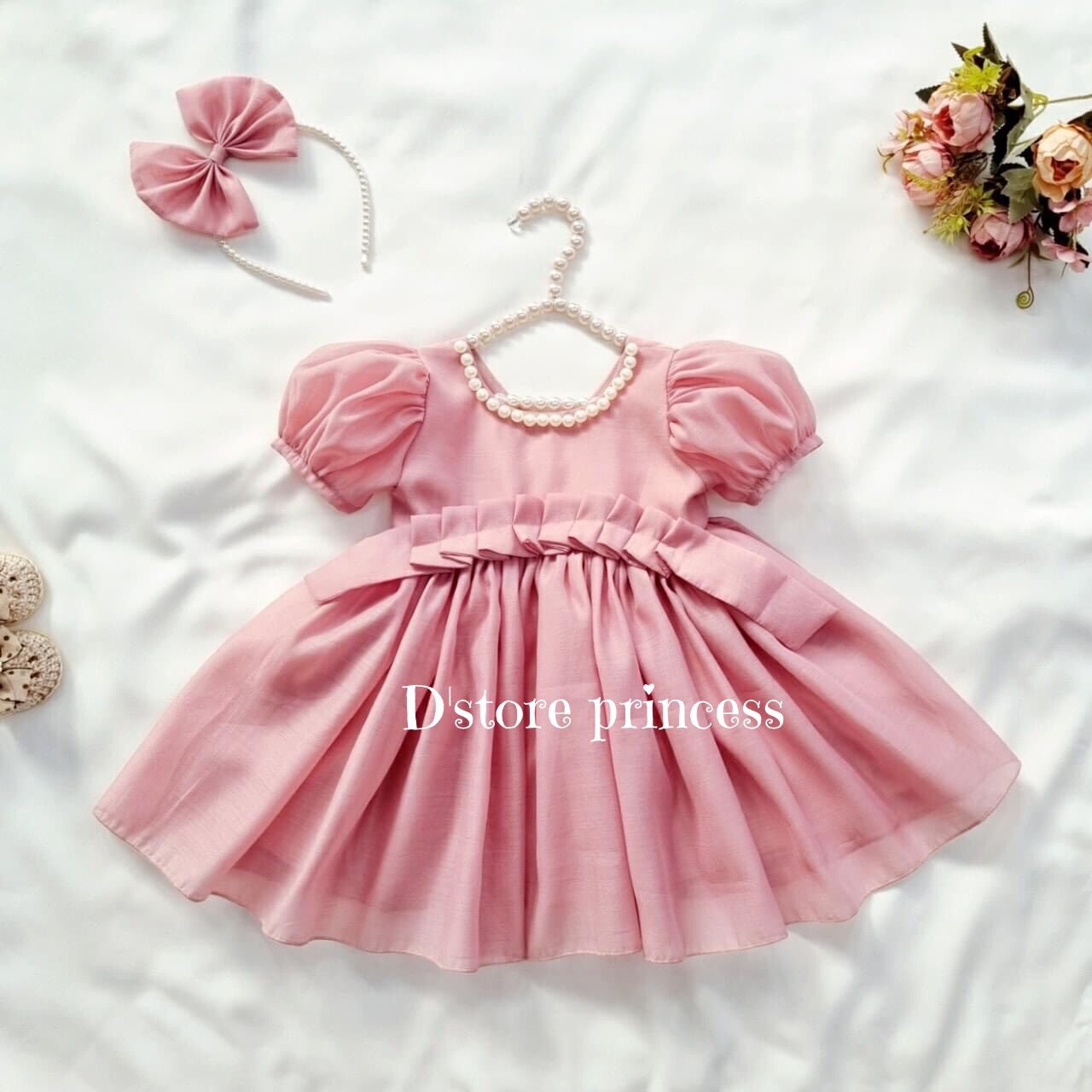 8kg - 20kg Đầm công chúa bé gái váy công chúa hồng baby xếp ly eo cho nàng công chúa nhỏ 🎀 tặng bờm nơ D016