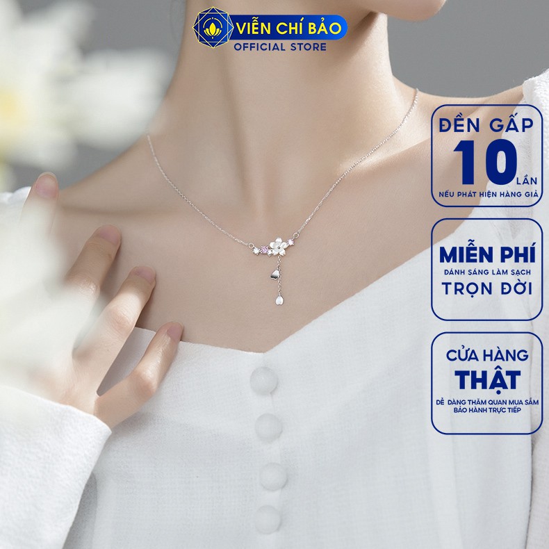 Dây chuyền bạc nữ mặt Hoa Anh Đào chất liệu bạc ý 925 trẻ trung sang chảnh thương hiệu Viễn Chí Bảo D400513