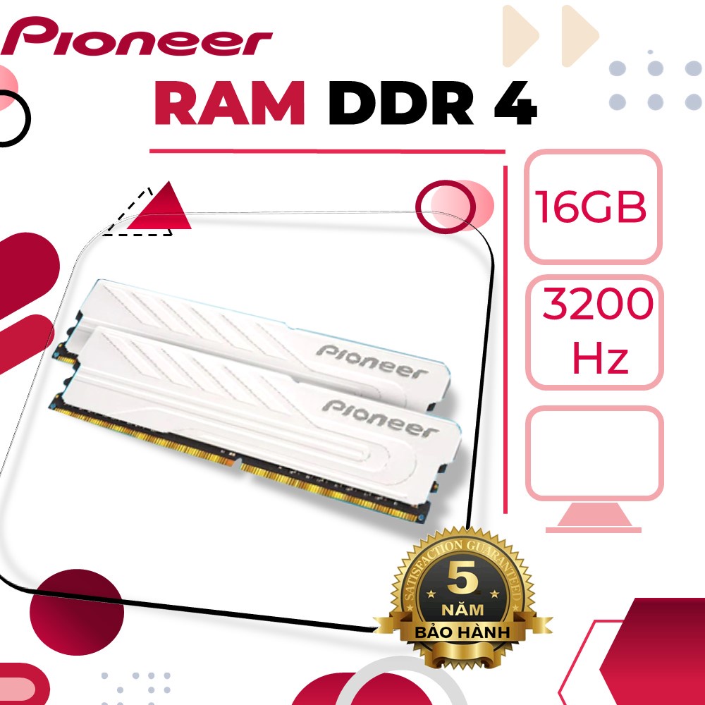 Ram PC 16GB DDR4 3200MHz Pioneer, Tản Nhiệt, Độ bền cao, Bảo hành 5 năm
