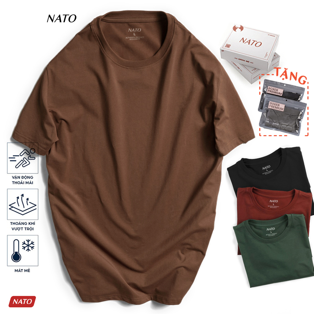  Áo Thun Cổ Tròn Nam COTON Vải Cotton Cao Cấp Đẹp Phông Tay Ngắn Màu Trắng Đen Đỏ Xanh Navy Trơn Họa Tiết NATO 