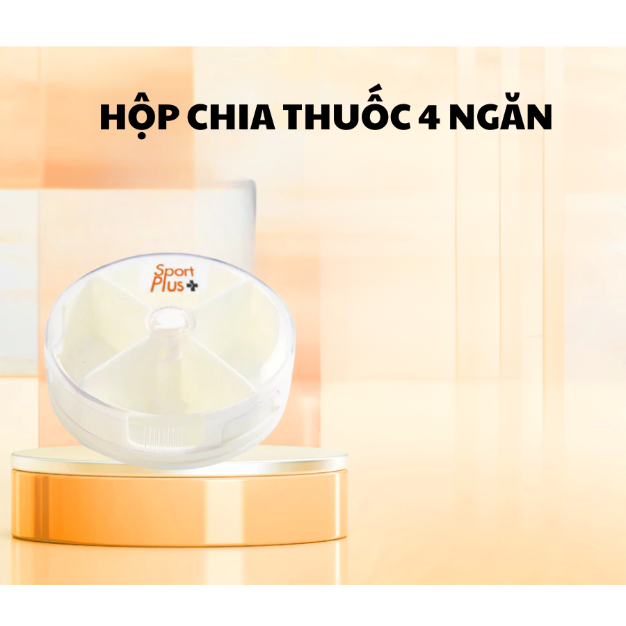 Hộp chia thuốc 4 ngăn hình tròn, hộp đựng thuốc bỏ túi nhỏ gọn, tiện lợi