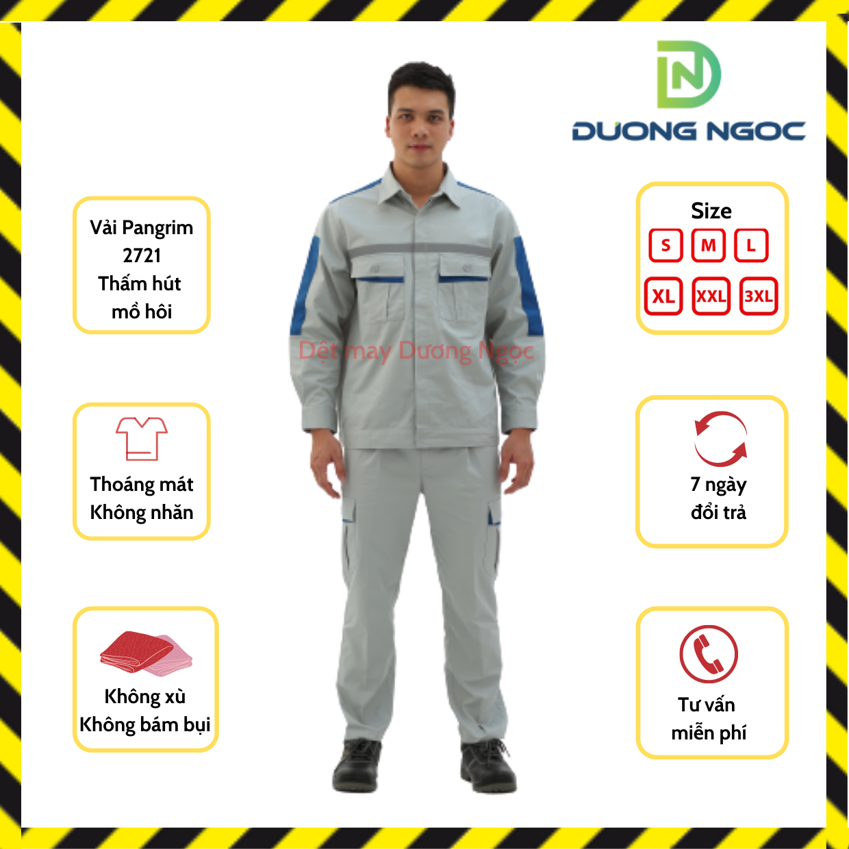Bảo Hộ Lao Động Quần Áo Công Nhân Nam Nữ Đồng Phục Kỹ Sư BHLĐ Vải Pangrim 2721 Có Túi Hộp, Phản Quang PR02