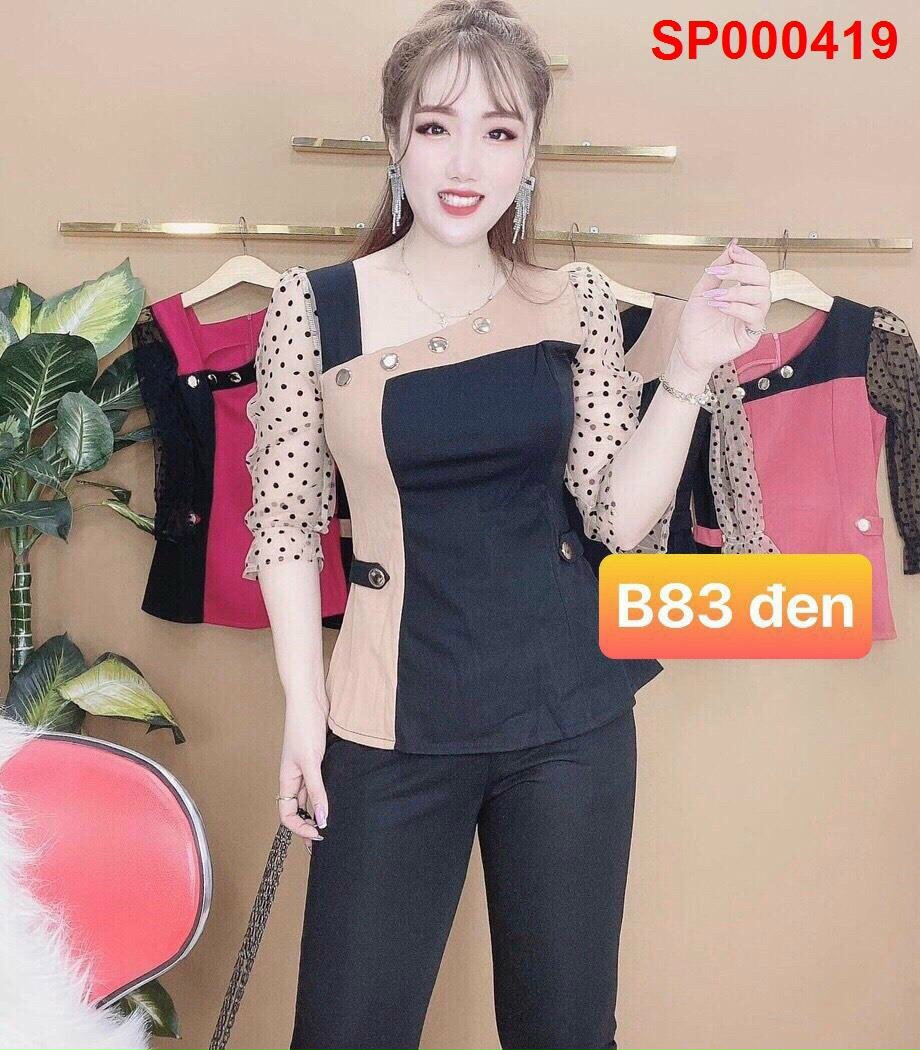 Đồ bộ thun cát hàn 4 nút xéo ngực 419
