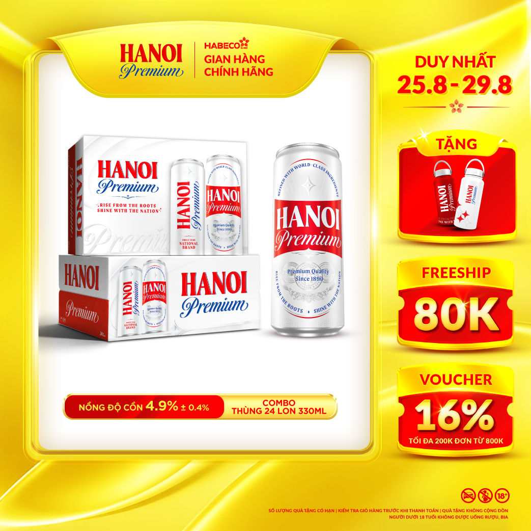 Combo 2 Thùng 24 lon Bia Hanoi Premium  - HABECO (330ml)