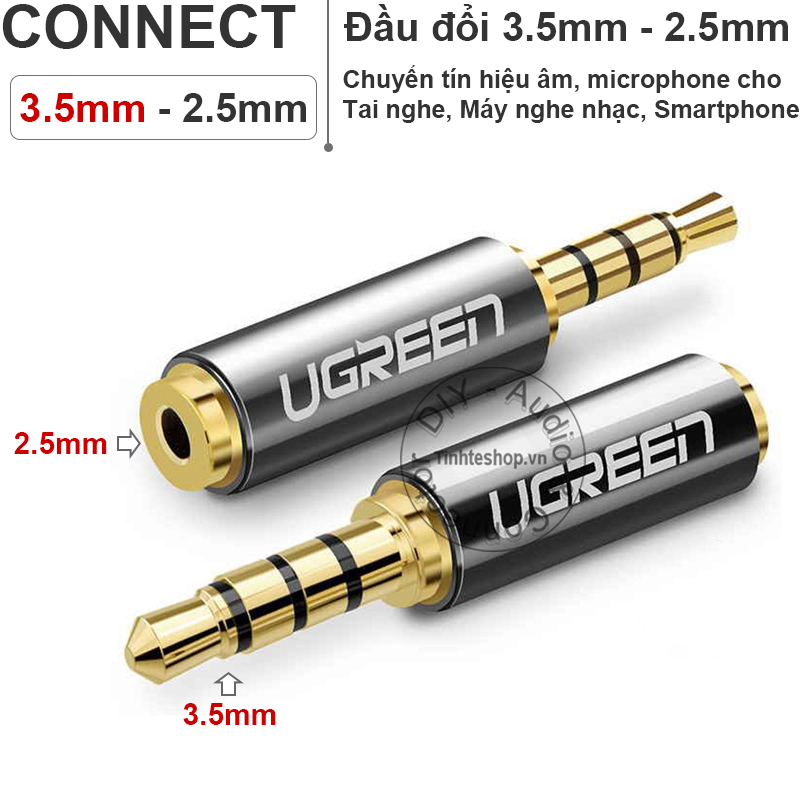 Đầu rắc chuyển âm thanh 3.5mm đực sang 2.5mm cái ugreen 20502