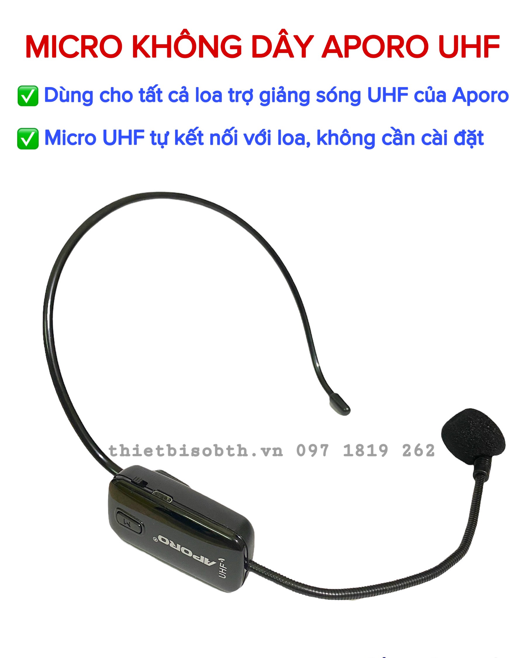 Micro không dây Aporo UHF hàng zin theo máy