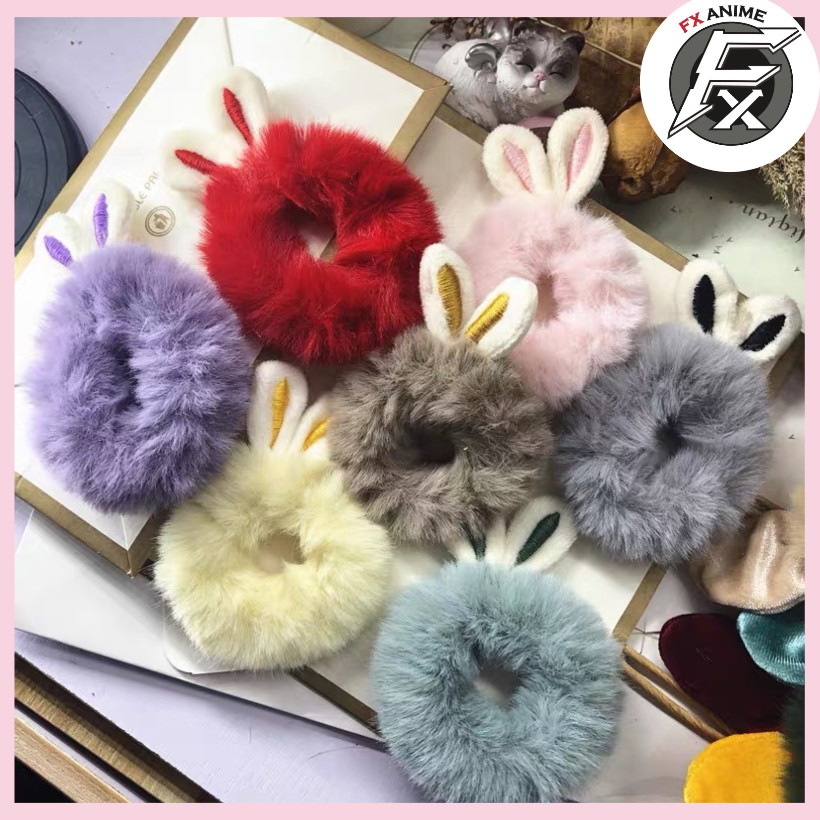 Dây Cột Tóc , Cột Tóc scrunchies, Dây Buộc Tóc tai thỏ đáng yêu phong cách Hàn Quốc Fx Anime