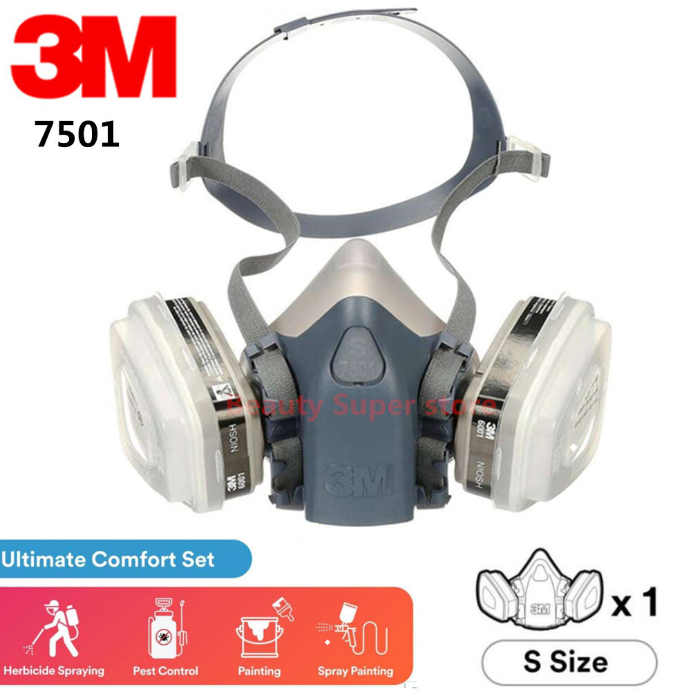 Bộ mặt nạ phòng độc 3M 7501 9 trong 1 Kích thước nhỏ An toàn chuyên nghiệp Bán mặt nạ Bộ sơn chống bụi có thể tái sử dụng