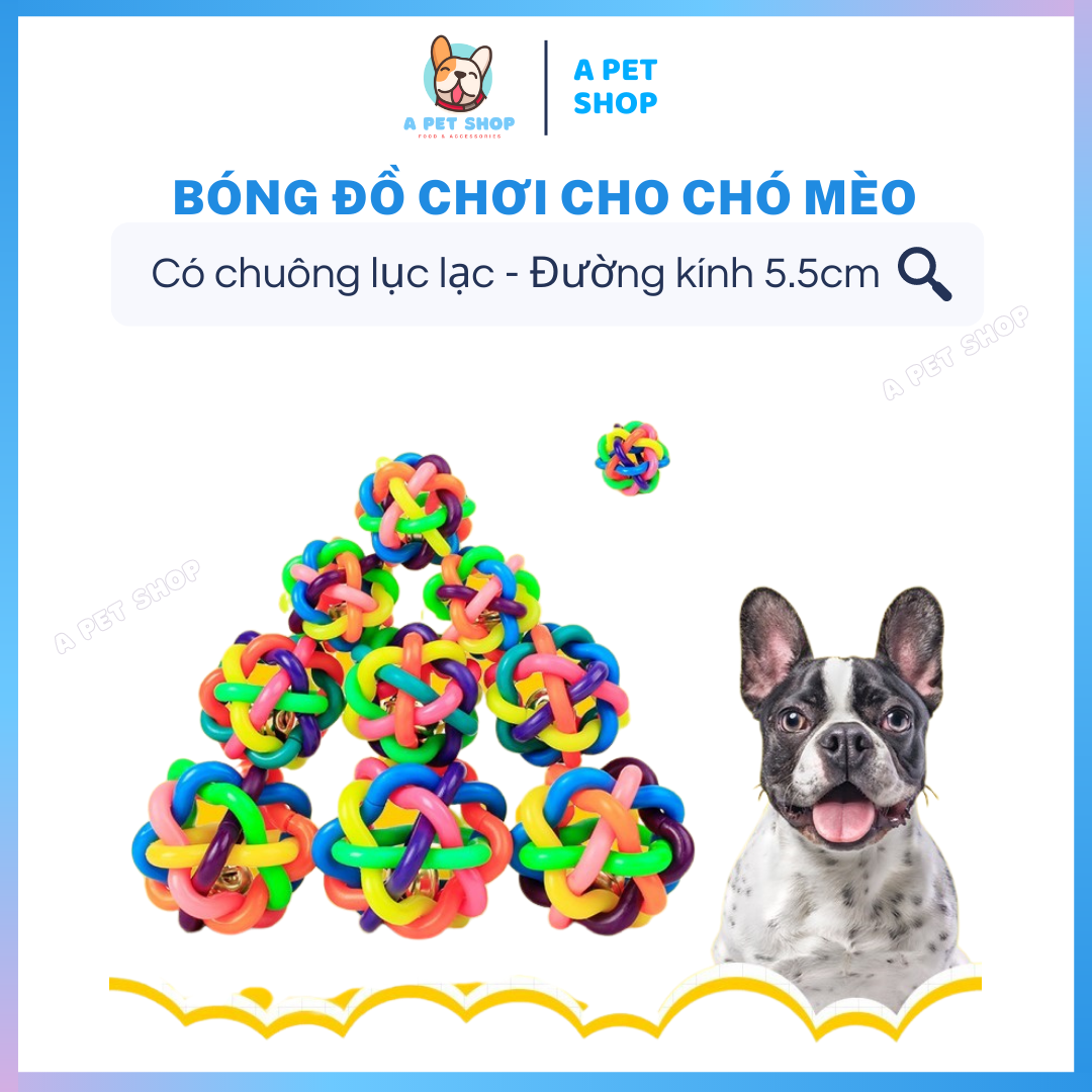 Đồ chơi cho chó mèo - Bóng 7 màu có chuông cho chó mèo - A Pet Shop