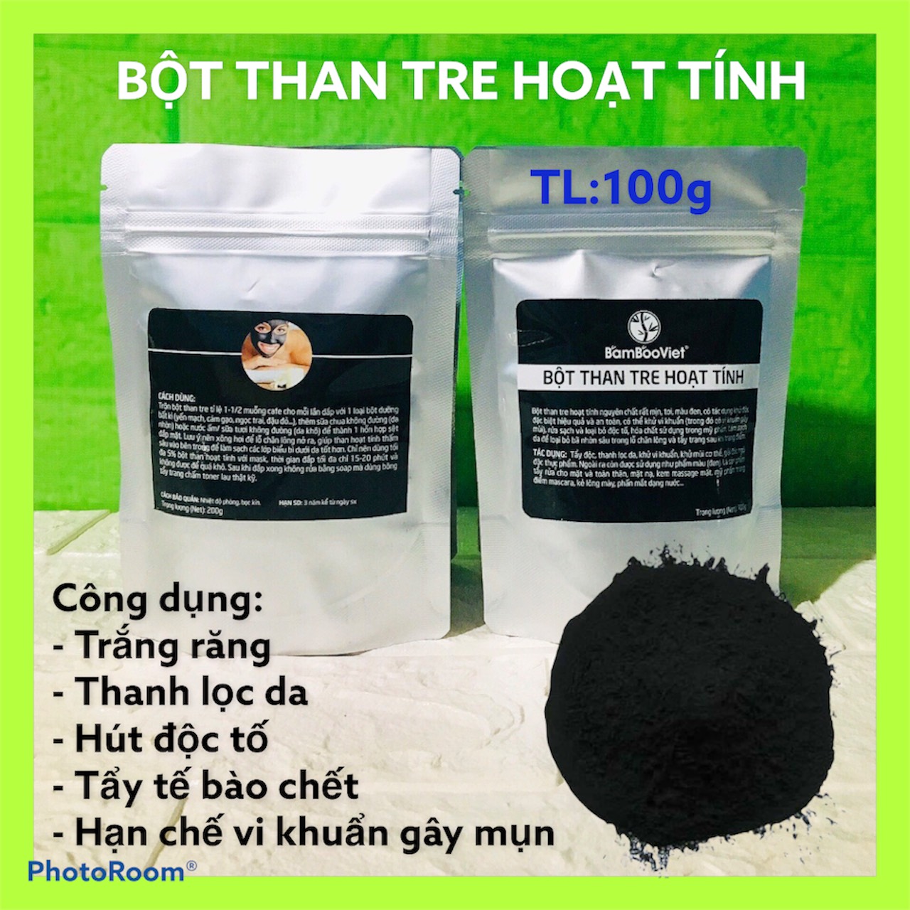 Bột Than Tre Hoạt Tính Trắng Răng