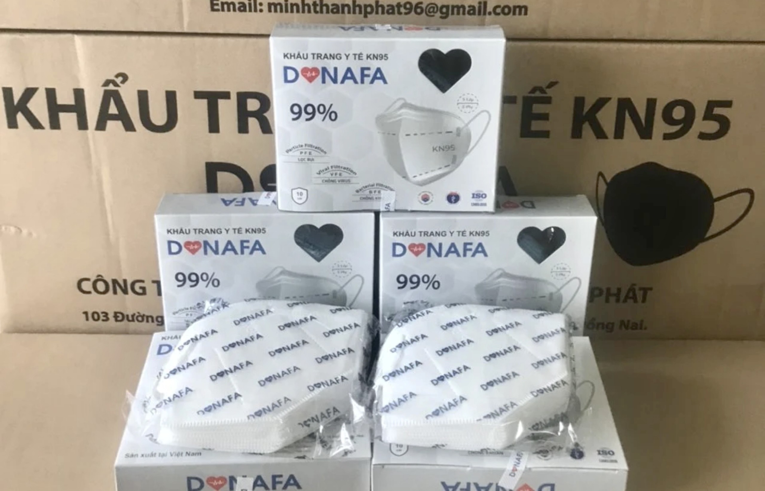 Khẩu trang y tế KN95 DONAFA không van  5 lớp chống bụi và kháng khuẩn ( 10 cái/hộp)