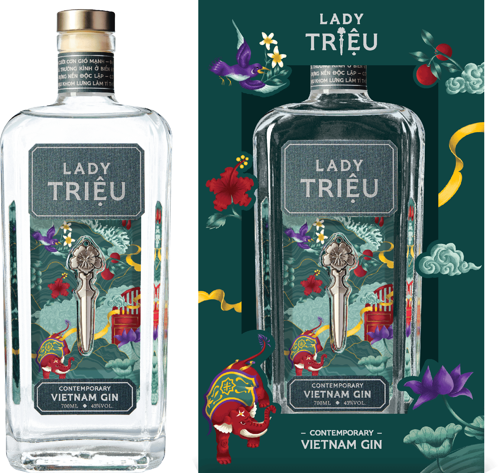 [TET EDITION 2025] Rượu Lady Triệu Contemporary Việt Nam Gin 43% 1x0.7L