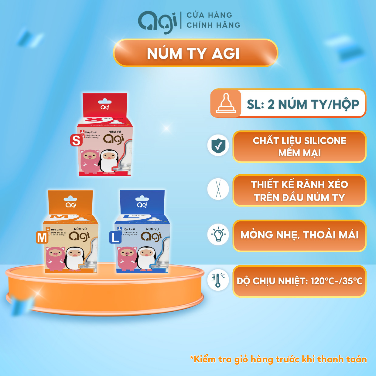 Núm ty cổ hẹp agi s/m/l