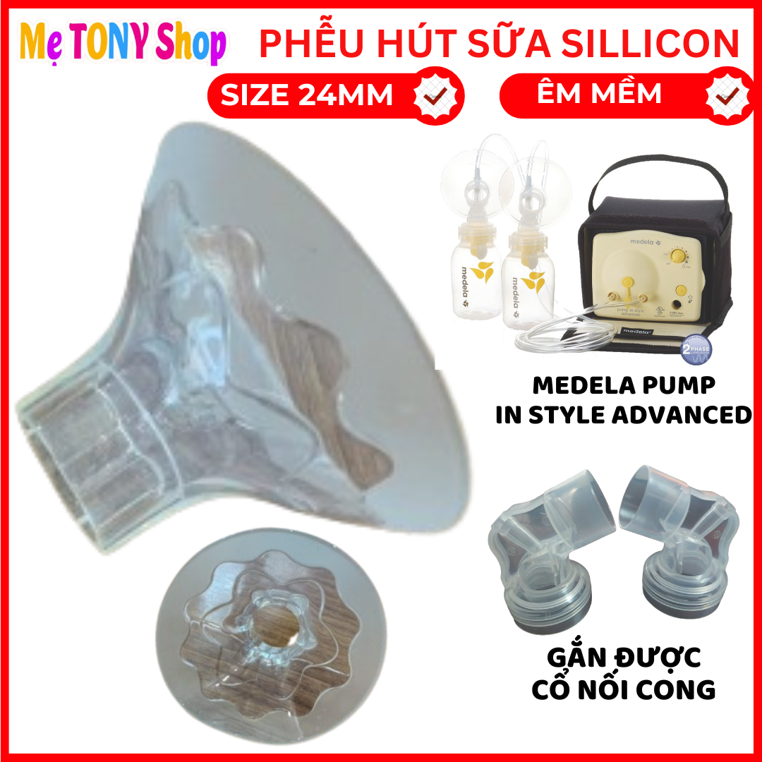   MEDELA Pump Cặp 2 Phễu Hút Sữa Sillicon Cho Máy Hút Sữa MEDELA Pump Size 24mm Tiêu Chuẩn...  Thay Thế Phễu Nhựa  