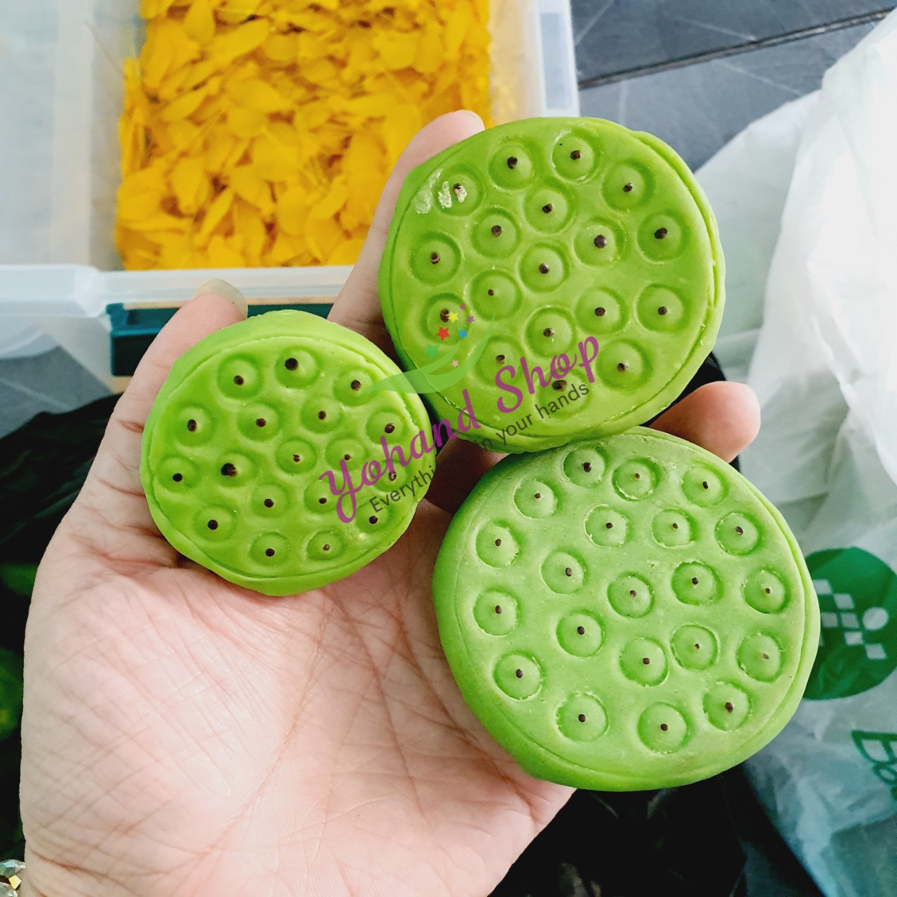 Đài sen, gương sen, trái sen làm hoa sen bằng vải voan