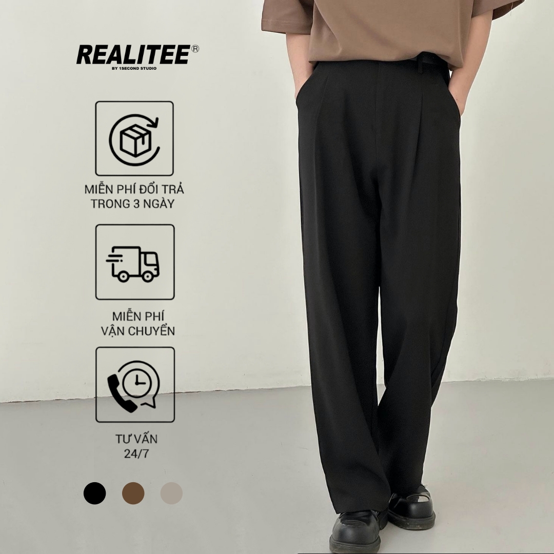 Quần tây ống rộng unisex. quần vải xuông realitee