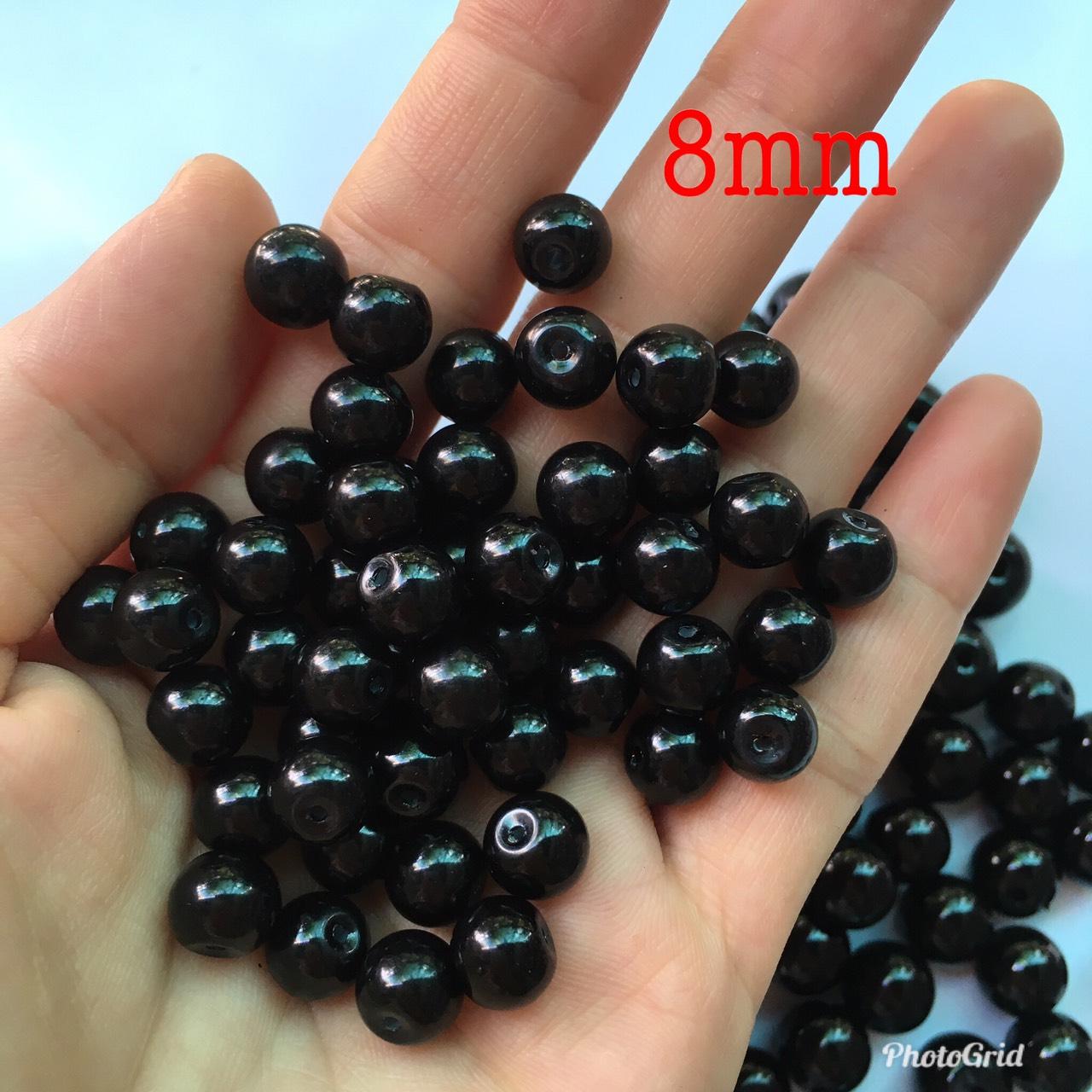 🍀🌺hạt đá đen tròn, chọn size 6-12mm