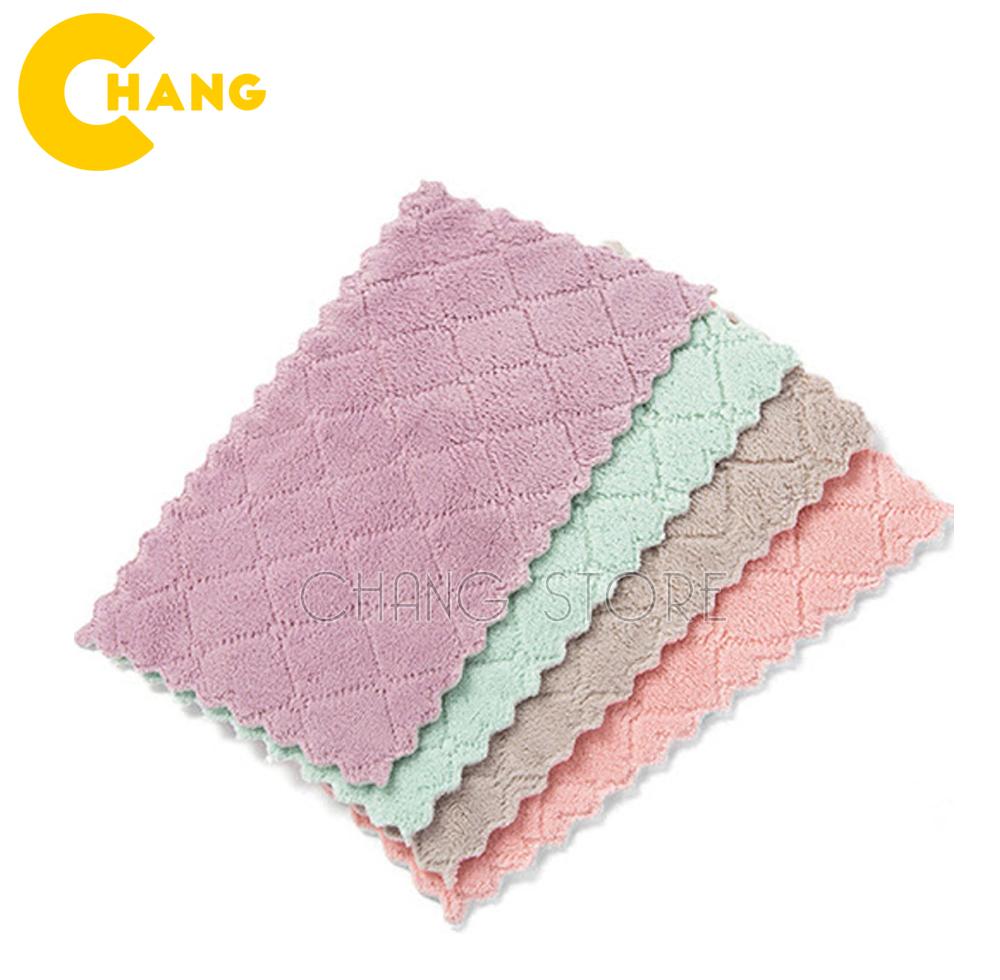 Combo 10 Khăn lau bếp đa năng 2 mặt mềm mại thấm nước tốt, khăn lau bếp tiện dụng size lớn 15x26 cm
