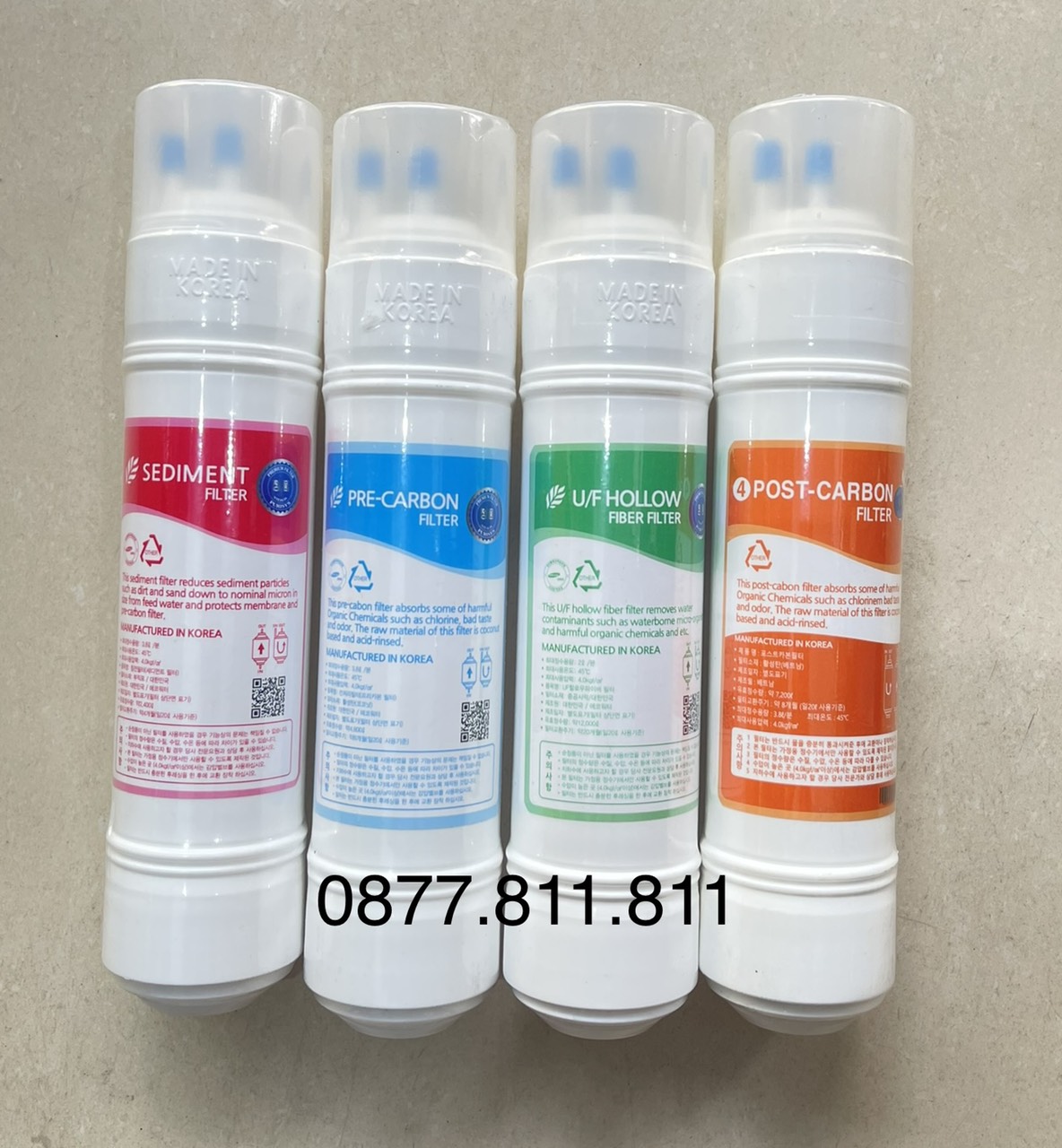 Bộ lõi lọc hàn quốc- sediment - pree - màng uf - post cacbon