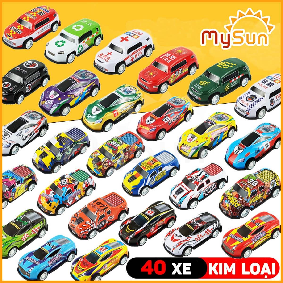 Bộ xe đua ô tô Hot Wheels đồ chơi mô hình oto cho bé trai bằng hợp kim sắt MySun