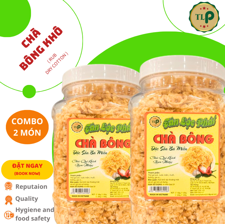 Chà bông sợi tân lộc phát 1kg - combo 2 hũ 500g