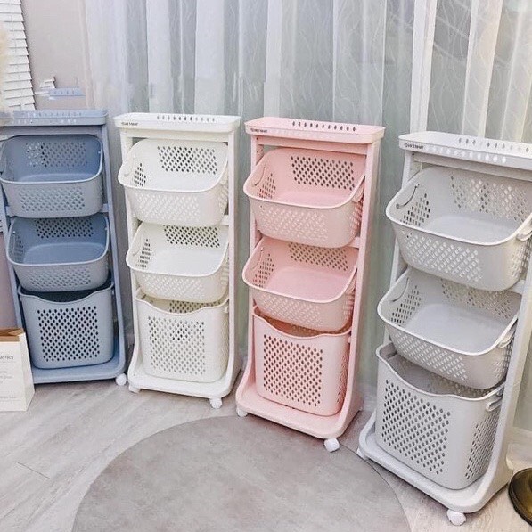 Kệ đựng đồ kệ nhựa Việt Nhật đa năng 3 tấng có bánh xe nhựa Việt Nhật tiện lợi chất nhựa bền đẹp để quần áo đồ chơi cho bé