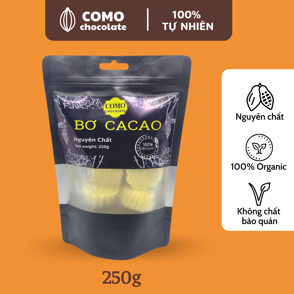 BƠ CACAO nguyên chất 250g từ hạt cacao Đồng Nai. Cocoa Butter. Como Chocolate