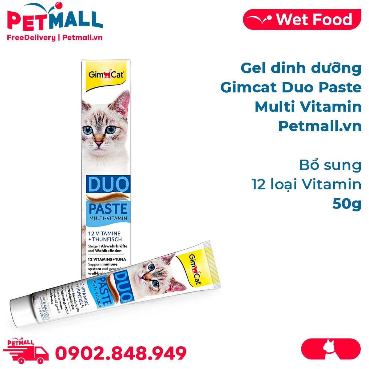 Gel dinh dưỡng Gimcat Duo Paste Multi Vitamin 50g - 12 loại Vitamin Petmall