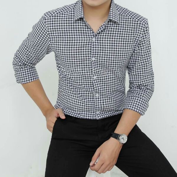Áo sơ mi nam dài tay Kẻ Caro loại đẹp SMK008