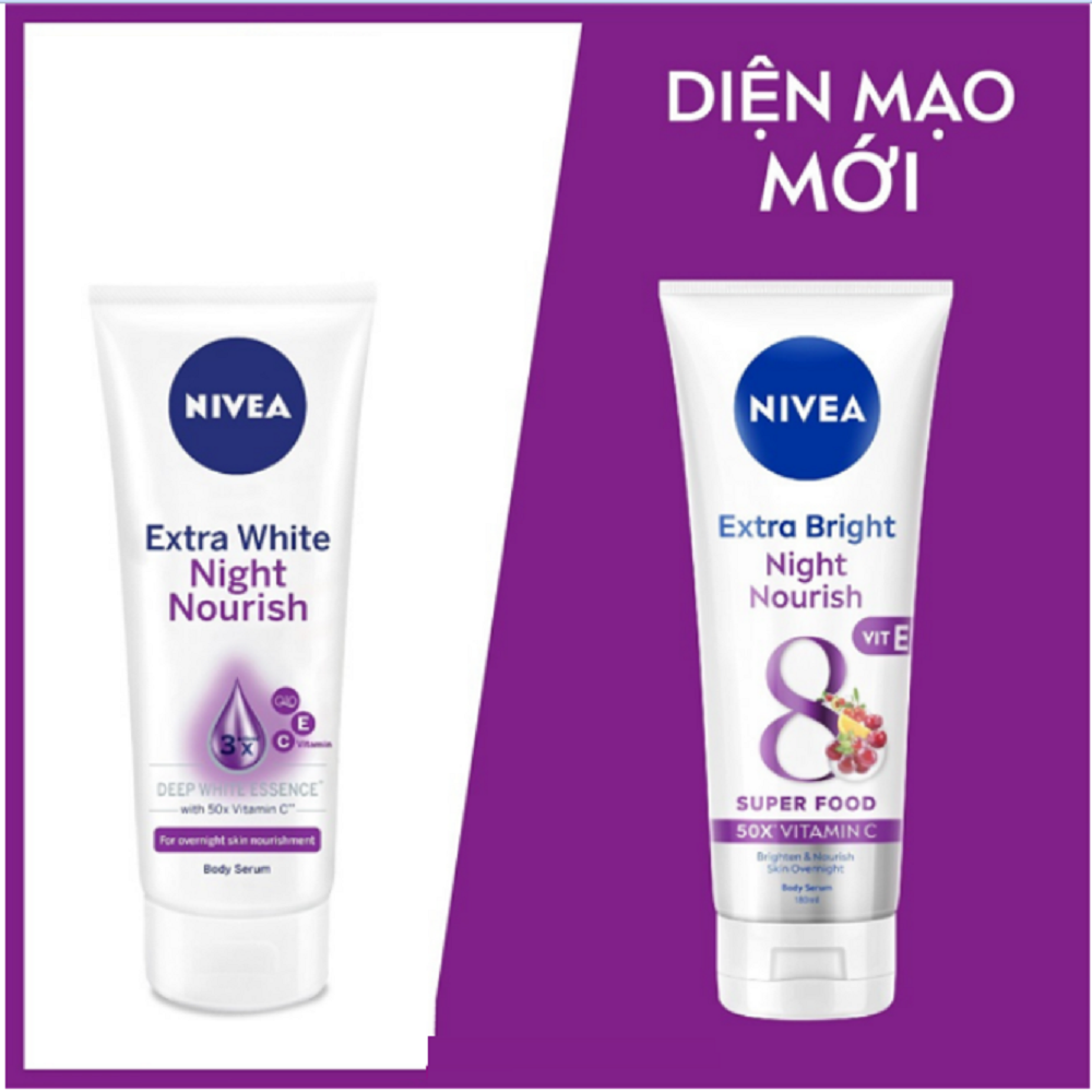 Serum dưỡng da nữ 180ml nivea ban đêm làm trắng và mịn da extra white night nourish