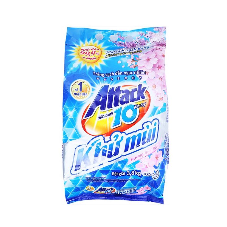 Bột giặt Attack Khử mùi hương Anh Đào 3.8kg