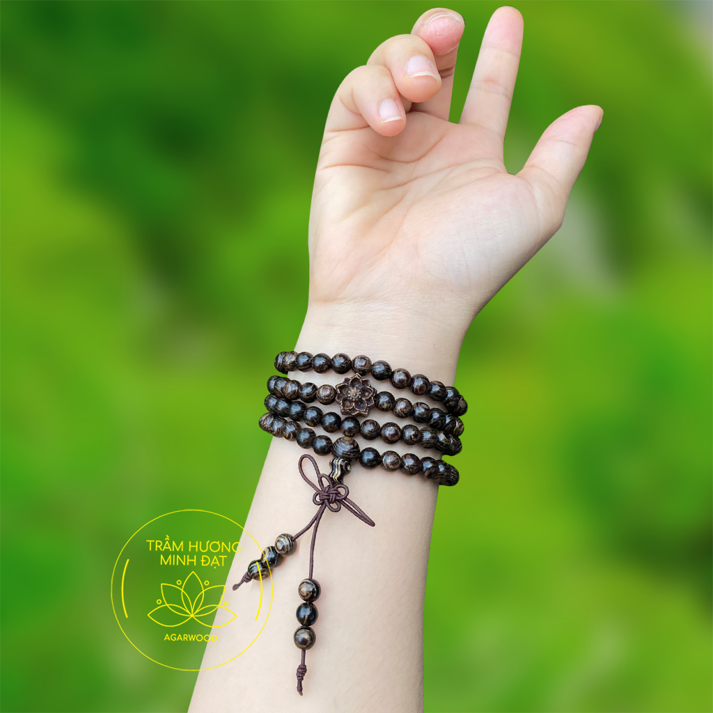 Vòng tay trầm hương sánh chìm chuỗi tràng hạt 108 6mm 7mm 8mm