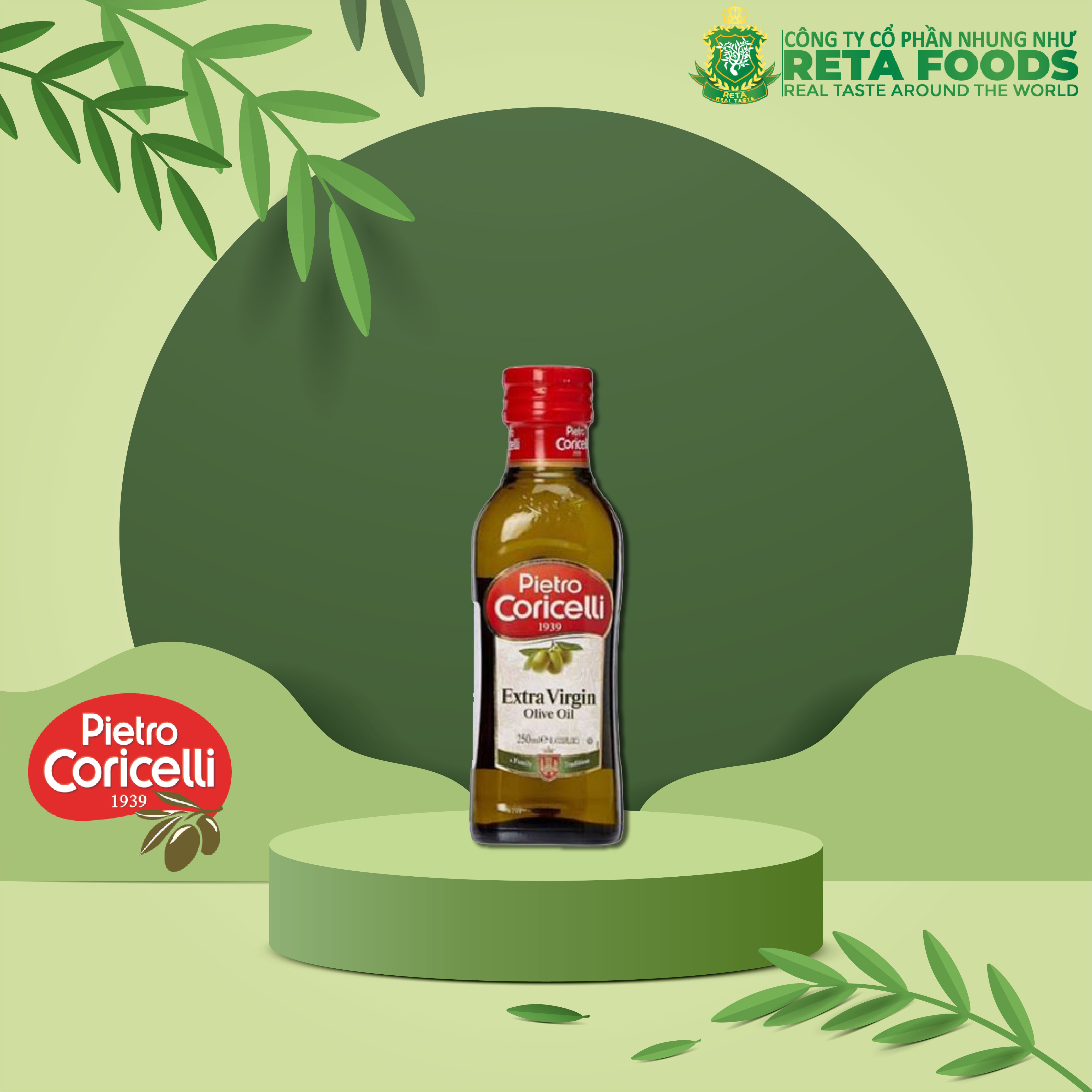 Dầu Oliu Cao Cấp Pietro Coricelli Extra Virgin Olive Oil 250ml