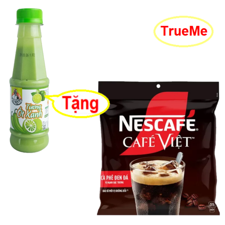 [Tặng tương ớt xanh] Nescafe Café Đen Đá Việt 35 gói x 16g/Túi - Ca Phê Đen Đá - Cafe Viet - true me - Ca phe hoa tan - ca phe chon - coffee - ca phe uong lien - nescafe viet - viet35 TrueMe TrueMilk TrueMeNews LazadaTrueMe