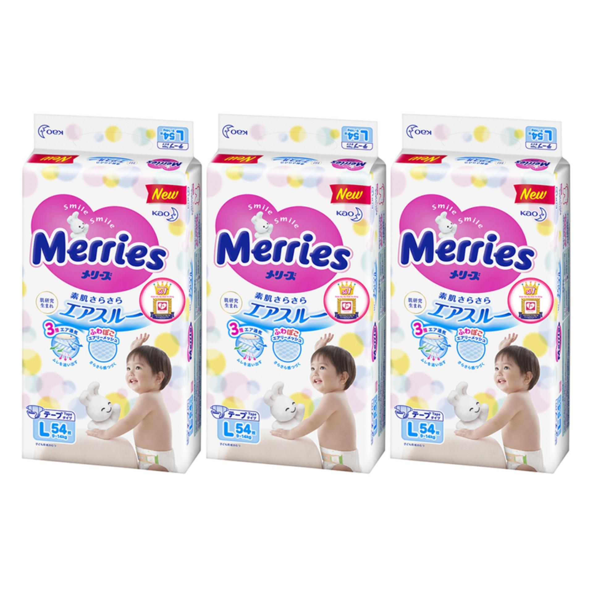 Bộ 3 tã giấy dán merries l54