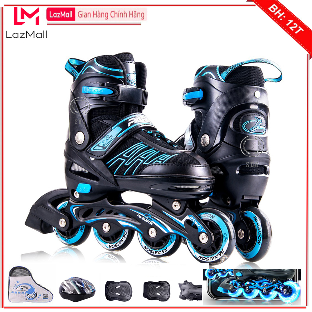 Giày Trượt Patin Người Lớn 4 Bánh Phát Sáng Chuyên Nghiệp Chính Hãng SDGOLD Tặng Kèm Combo Mũ + Bảo Hộ Chân Tay Kèm Túi Đựng Giaỳ, Chịu Lực Tối Đa 110KG, Có Nút Điều Chỉnh Size, Được Đổi Size Nếu Không Đi Vừa