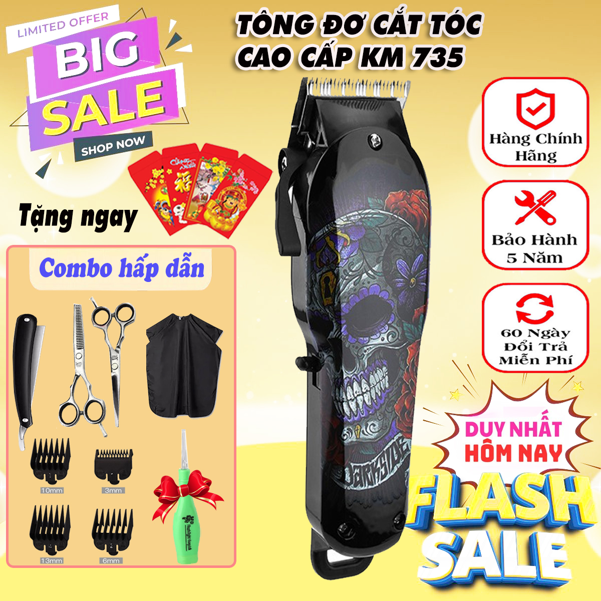 Tăng đơ cắt tóc nam loại tốt km 735 tông đơ hớt tóc người lớn trẻ em chuyên nghiệp công suất cao lưỡi cắt sắc bén