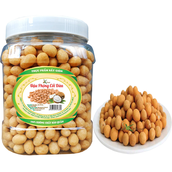 [HCM]ĐẬU PHỘNG DA CÁ NƯỚC CỐT DỪA SK FOOD - HŨ NHỰA 500G (MIÓN ĂN VẶT SIÊU HOT)