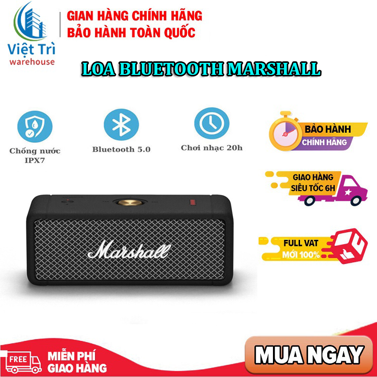 Loa mini bluetooth bass cực mạnh, Loa bluetooth không dây, loa bluetooth mini Marshall EMBERTON chống nước IPX7, Loa nghe nhạc Bluetooth thiết kế nhỏ gọn, loa nghe nhạc mini, Loa bluetooth hát karaoke, Loa hát karaoke mini, Loa bluetooth mini